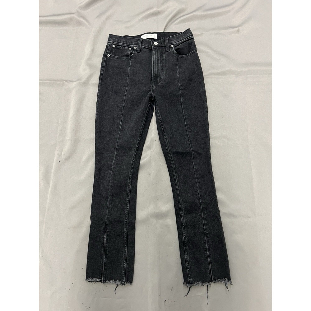 Abercrombie & Fitch Skinny High Rise Jeans Slits Frayed Hem Black Women 2/26XS